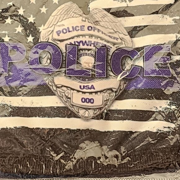 Purple White and Black Police Blue Line Support Reusable Washable Face Mask - Picture 11 of 16